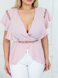 Blusa Social Feminina frente rosa na MeedFy